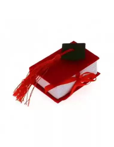 Bomboniera Libro Rosso Laurea con cappello Tocco nero